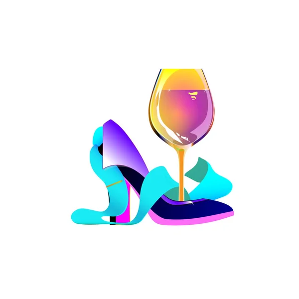 Business Party Logo Biz Women Wine Tie Shoe Abstract Girl — Stock Vector