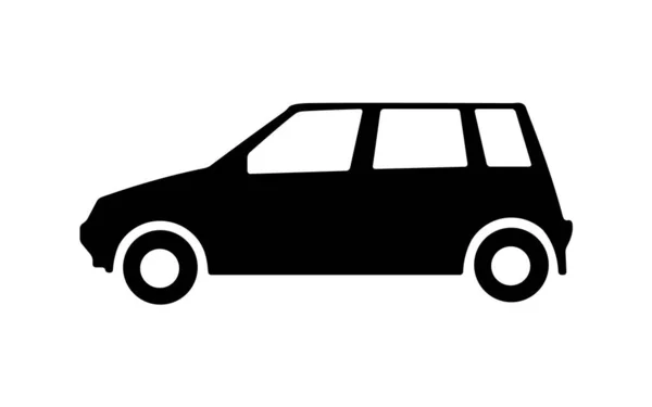 Duża Czarna Ikona Widoku Boku Samochodu Samochód Sportowy Sedan Mały — Wektor stockowy