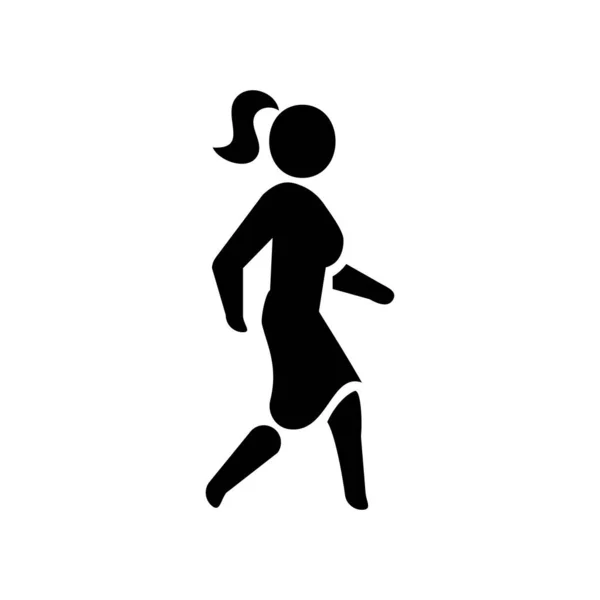 Icono Mujer Caminando Señorita Símbolo Negro Vector Ilustración Chica — Vector de stock