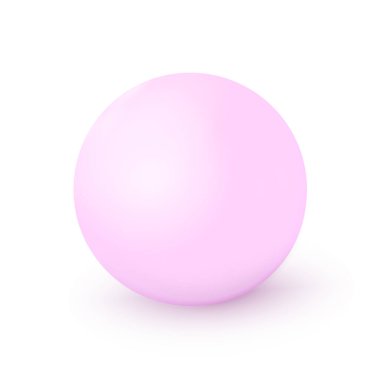 Yumuşak pembe küre, top. Gerçekçi nesnenin etrafını temizle, küre simgesi. Tasarım, yuvarlak şekil, geometrik basit figür. Beyaz arka planda izole edilmiş, vektör illüstrasyonu. Bölüm 10.
