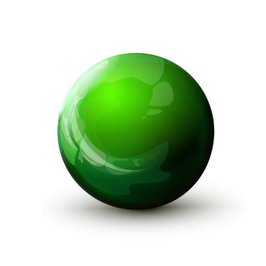 Yansıyan ışığı olan küre, yeşil top. Gerçekçi parlak nesnenin yuvarlak modelini yap, küre simgesi. Geometrik şekil, şekil çember formu tasarla. Beyaz arka planda izole edilmiş, vektör illüstrasyonu. Bölüm 10.