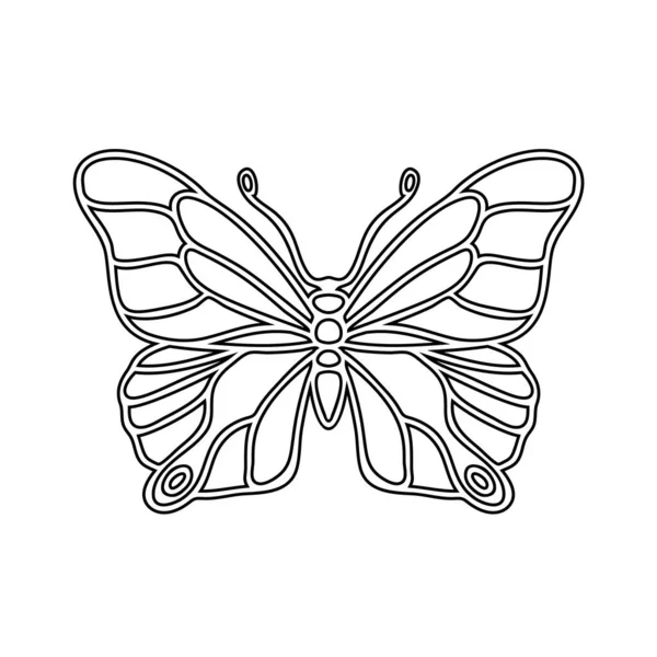 Černá Silueta Motýla Ikona Izolované Bílém Pozadí Vzor Barva Šablony — Stockový vektor