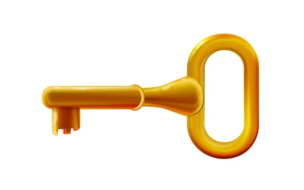 Brinquedo Plástico Chave Dourada Brilhante Arredondado Colorido Design Divertido Elemento — Vetor de Stock