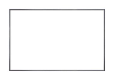 Dikdörtgen gerçekçi koyu çerçeve metal veya gümüş. Beyaz arka planda ince bir kenar. Çelikten yapılmış, fotofram şablonu. Görüntü için Kopya Alanı var. Vektör çizimi. Eps 10.