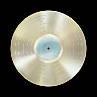 Platin plak kaydı, siyah arka planda izole edilmiş gerçekçi ödül diski. Gramofon LP model disk, boş etiket. Çok detaylı. Müzik albümü. Eski sanat teknolojisi. Vektör illüstrasyonu Eps 10