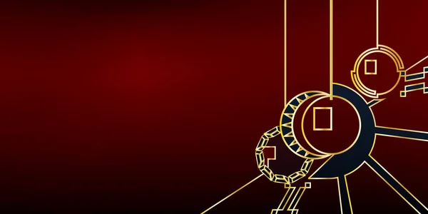 Red Art Deco Hintergrund Stil Weihnachtskugeln Frohe Weihnachten Wünschen Grußkarte — Stockvektor