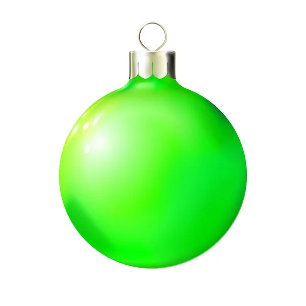 Bola Verde Navidad Aislado Blanco Bauble Realista Feliz Navidad Año — Vector de stock