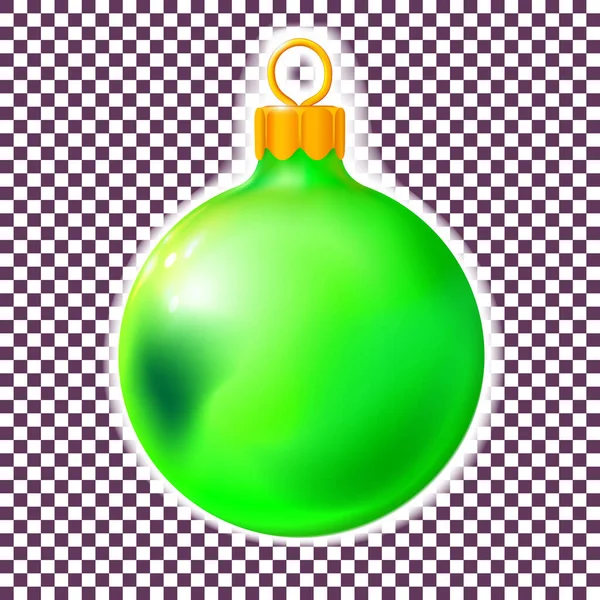 Bola Navidad Verde Bauble Aislado Blanco Feliz Navidad Realista Elemento — Vector de stock