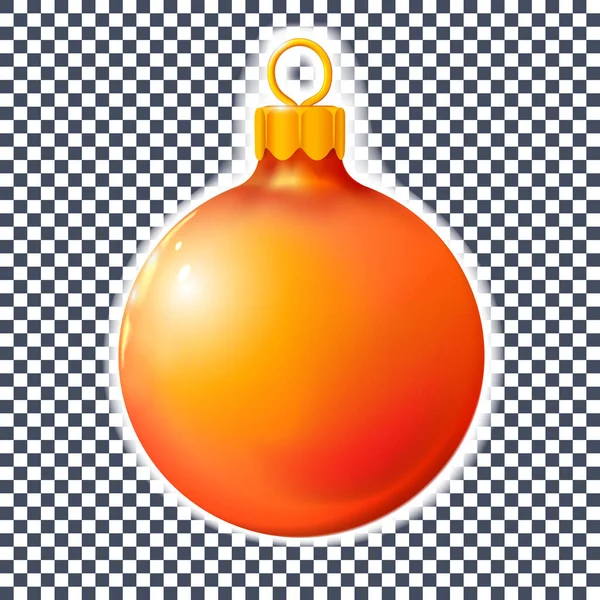 Boule Noël Orange Rouge Boule Isolée Sur Blanc Réaliste Joyeux — Image vectorielle
