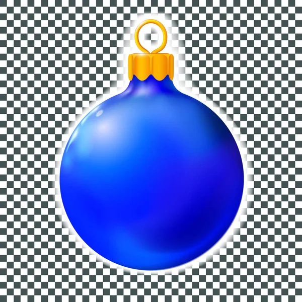 Balle Noël Bleue Boule Isolée Sur Blanc Réaliste Joyeux Noël — Image vectorielle
