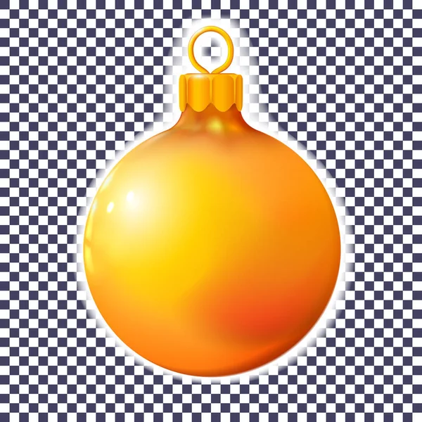 Balle Noël Orange Boule Isolée Sur Blanc Réaliste Joyeux Noël — Image vectorielle