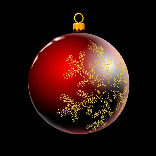 Rode Kerstbal Kerstbal Kerstglas Kleurrijke Decoratie Geïsoleerd Zwarte Achtergrond Een — Stockvector