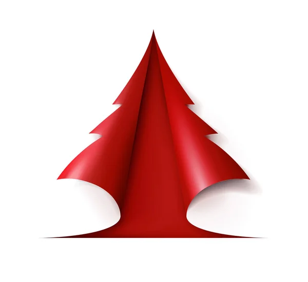 Rode Kerstboom Uit Wit Papier Gesneden Ontwerp Voor Vakantiekaarten Moderne — Stockvector