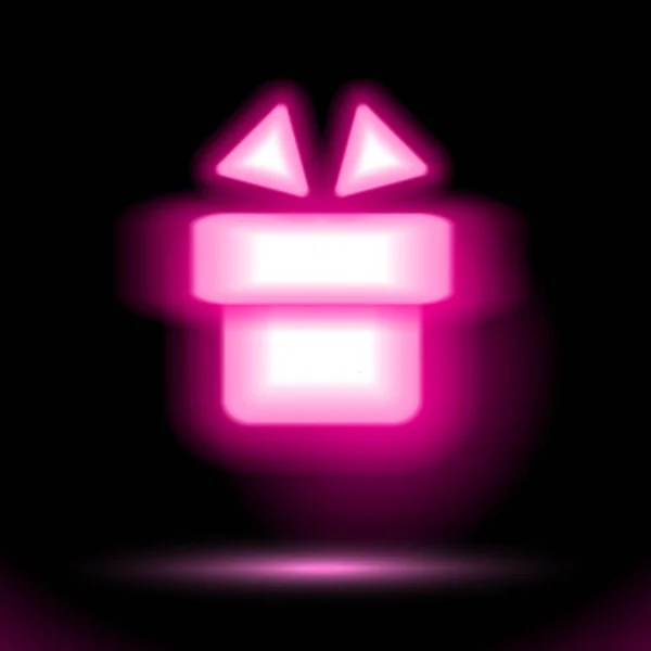 Rosa Geschenk Vektor Symbol Neon Lampe Feier Taste Für Präsentationsdesign — Stockvektor