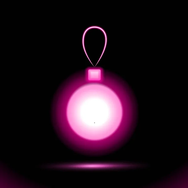 Christmas Pink Christmas Ball Vector Icon Neon Lamp Design Black — Stock Vector