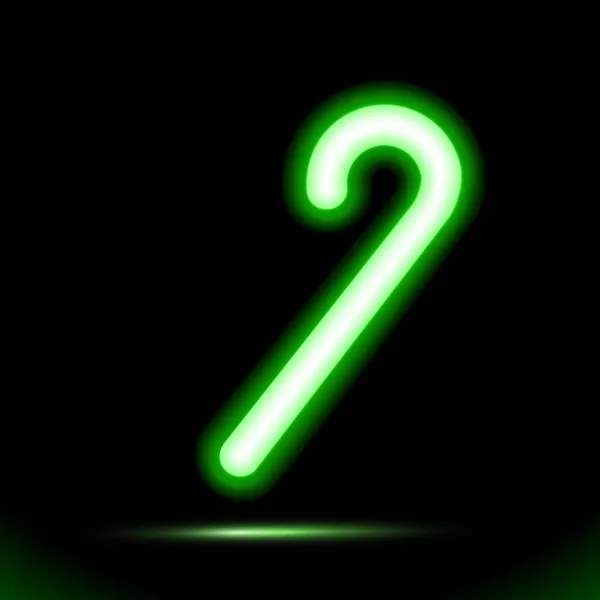 圣诞绿色糖果手杖图标霓虹灯 圣诞按钮为黑色背景设计 现代荧光物体 发光照明 假日形状 第10部分 — 图库矢量图片