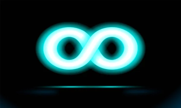 Infinity Sign Glühen Blaue Leuchtstoffröhren Hightech Technologie Leuchtet Isoliert Auf — Stockvektor