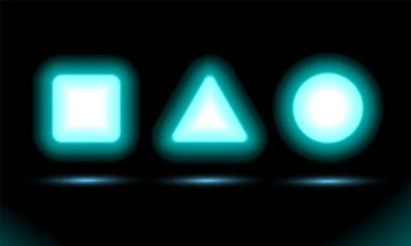 Neon Lámpa Tér Háromszög Kör Bemutatására Design Fekete Háttér Modern — Stock Vector