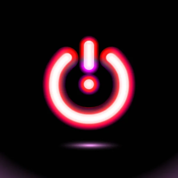 Röd Neonlampa Skylt Knappljus Knapp Ikon Start Power Symbol För — Stock vektor
