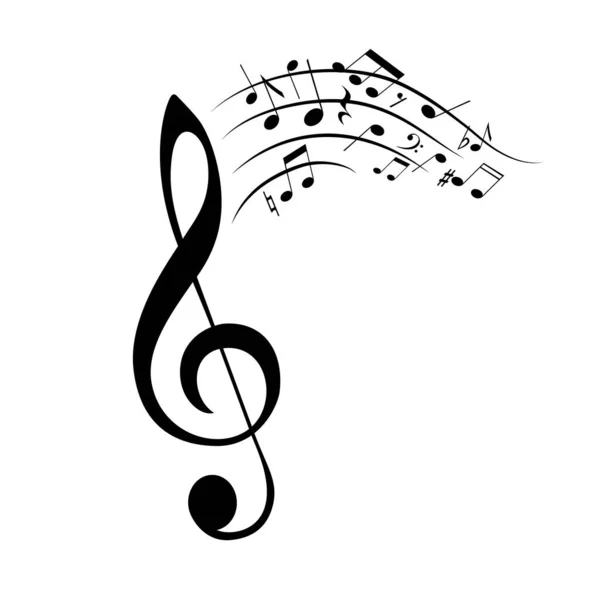 Notalar müzikal, tasarım müzik ögesi beyaz arkaplanda izole. Tek renkli kompozisyon, ses arkaplanı. Vektör illüstrasyonu Eps 10.