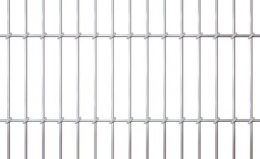 Hapishane demirinin arka plan gerçekçi iç mekanı. Hapishane hücreleri modern ve parmaklıklı. Sancak vektörü ayrıntılı illüstrasyon metal kafes. Gözaltı merkezi hücresi metalik. İzole yol, özgürlük konsept ızgarası. Eps 10.