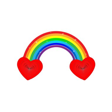 Pied iki kalp gökkuşağı. Çok havalı bir vektör, iki kalbi bir gökkuşağı ile birleştirdiğimizde, kombinasyon, karışım, herhangi birinden daha güçlü bir aşk işaretidir..