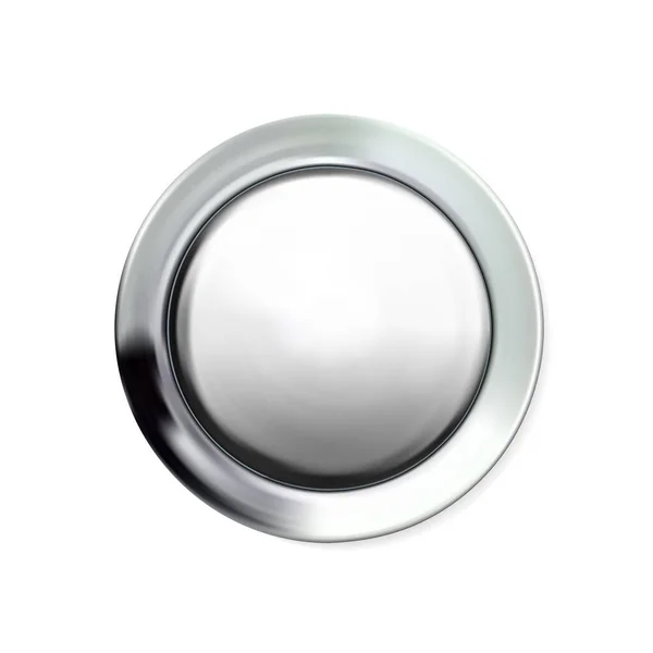 Realistisch Glänzender Chrom Knopf Silbrig Circle Geometrische Icon Technologie Mit — Stockvektor