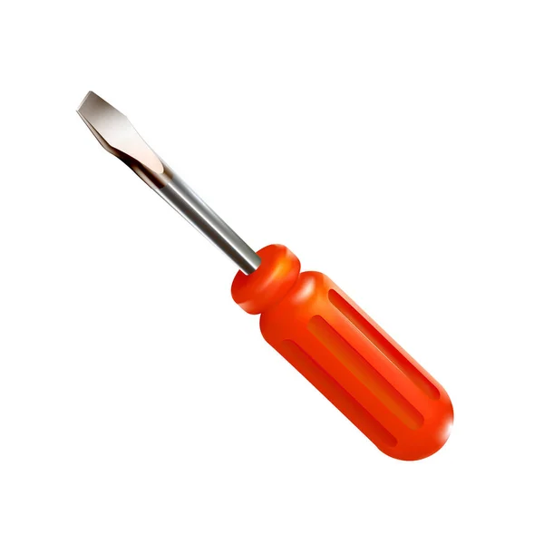 Κοντό Κόκκινο Επαγγελματικό Ρεαλιστικό Κατσαβίδι Πλαστική Λαβή Ισομετρική Εργαλείο Κατασκευής — Διανυσματικό Αρχείο