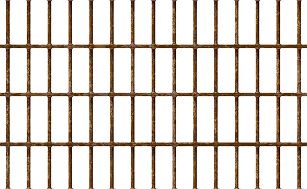 Barras Cárcel Realista Oxidado Interior Hierro Fondo Prisión Células Marrones — Archivo Imágenes Vectoriales