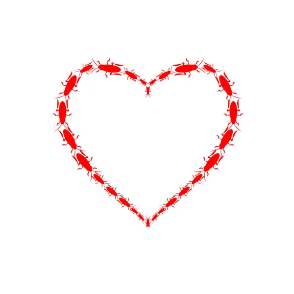 Сердце Маленьких Тараканов Тараканы Сердце Композиции Вектор День Святого Валентина — стоковый вектор