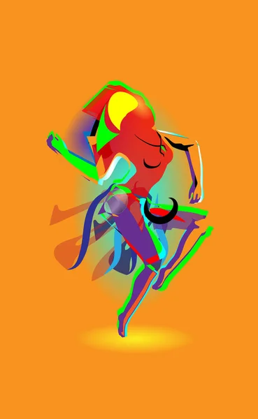 Abstracción Multicolor Con Una Bailarina Mujer Colorida Bailando Vector Fondo — Vector de stock