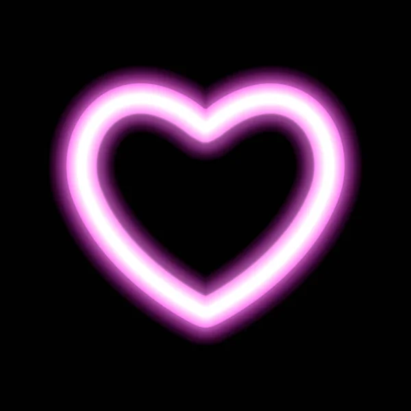 ハートコンターネオンまたはピンクの輝きバレンタインデーのためのスペースと愛の放射効果 装飾的な休日のデザイン ロマンスのコンセプトの愛の夜 概要ベクターアート照明イラスト 第10話 — ストックベクタ