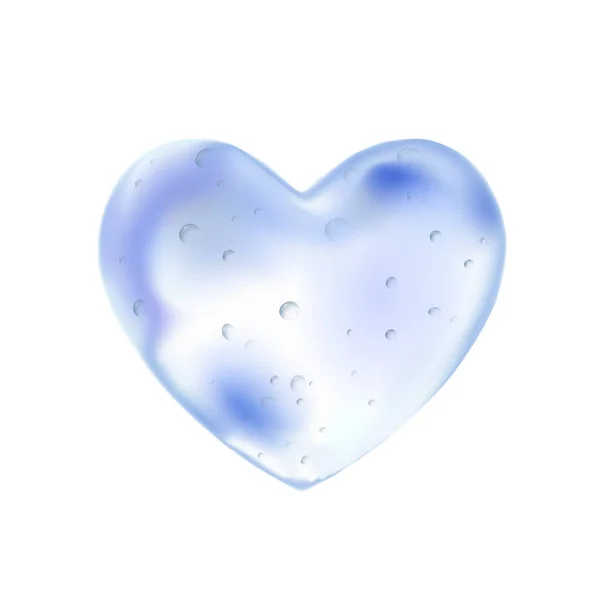 Сердце Валентина Голубой Чистой Воды Жидкая Капля Маленькие Пузырьки Прозрачная — стоковый вектор