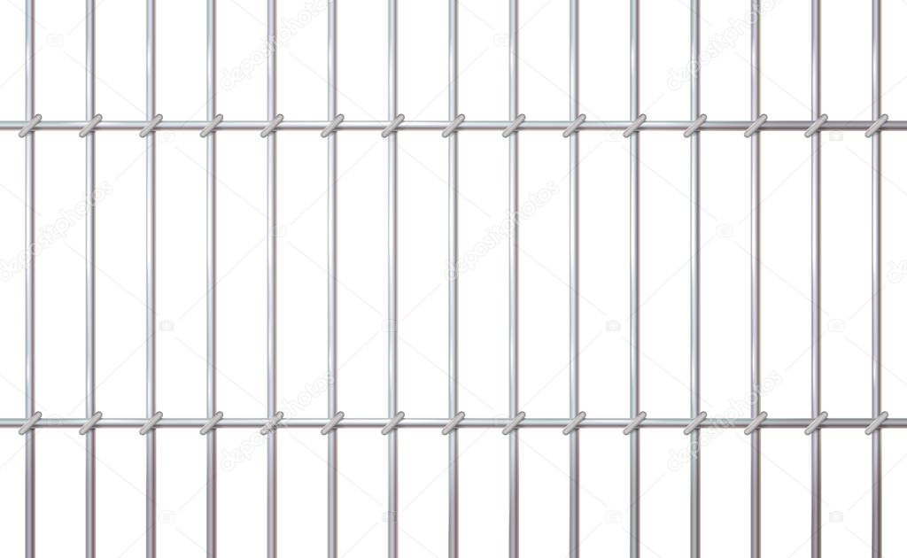 Background realistic prison iron interior. Jail cells modern with bars. Banner vector detailed illustration metal lattice. Detention centre cell metallic. Isolated way, freedom concept grid. Eps 10.