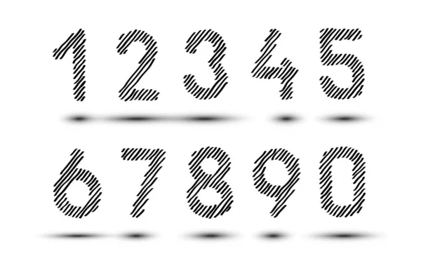 Numery Wylęgowe Bazgrołów Ręcznie Rysowane Symbole Szkice Zacienione Wyklute Odznaki — Wektor stockowy