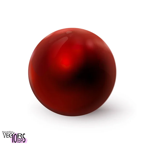 Esfera Roja Brillante Realista Aislado Sobre Fondo Blanco Deliciosa Bola — Archivo Imágenes Vectoriales