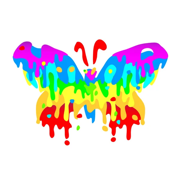 Ref Butterfly Icon Flowed Paint Разноцветная Икона Бабочки Элемент Дизайна — стоковый вектор