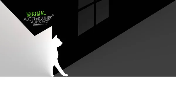 Abstrakter Minimaler Katzenkontrast Weißer Oder Schwarzer Hintergrund Konzept Halbtonvektor Zarte — Stockvektor