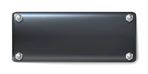 Schwarze Kunststoffplatte Mit Vier Sechsecken Schrauben Isoliert Auf Weißem Hintergrund — Stockvektor