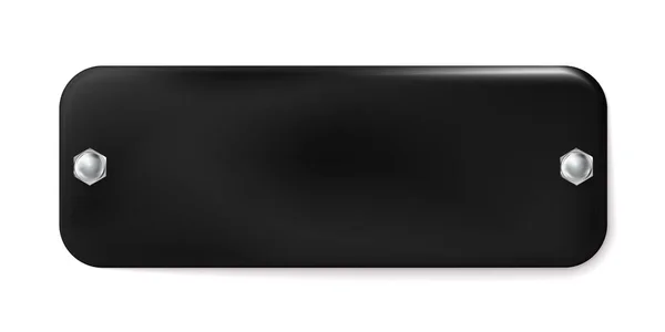 Plaque Métallique Peinte Noir Avec Vis Isolées Sur Fond Blanc — Image vectorielle