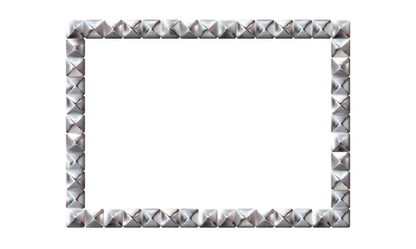 Rechteckige Realistische Rahmen Aus Silbernen Quadratischen Nieten Pyramidenkrallen Für Leder — Stockvektor