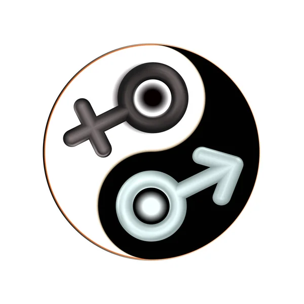 Yin Und Yang Männlich Weibliches Geschlecht Symbol Isoliertes Mandala Entwerfen — Stockvektor