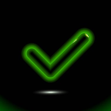 Gerçekçi yeşil arka plan cam işaret simgesi. Kene sembolü. Üç boyutlu silikon oyuncak. Siyah ve koyu arkaplanlı modern renkli süslemeli ui elementi. Gölgeli tasarım için. Vektör illüstrasyonu Eps 10.