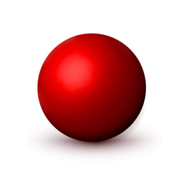 Kırmızı mat küre, top. Gerçekçi nesnenin etrafını temizle, kadifemsi küre simgesi. Yuvarlak şekil tasarla, geometrik basit, figür çember formu. Beyaz arkaplanda izole edilmiş, vektör illüstrasyonu.