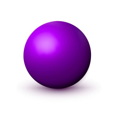 Mor, mor küre, top. Temiz, yuvarlak, gerçekçi nesne, küre simgesi. Tasarım tasarımı yuvarlak şekil, geometrik basit, figür çember formu. Beyaz arkaplanda izole edilmiş, vektör illüstrasyonu.