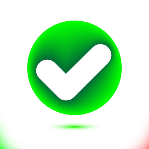 Segno Spunta Bianco Confermare Icona Nel Cerchio Verde Simbolo Spunta — Vettoriale Stock