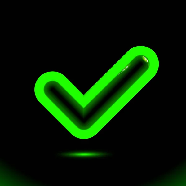 Luminescent Green Checkmark Icon Tick Symbol Modern Ornamental Element Design — Stock Vector
