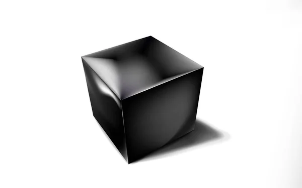 空白光泽黑色立方体或方框3D的模型 图标抽象符号 模板矢量图解用于设计和品牌设计 Eps — 图库矢量图片