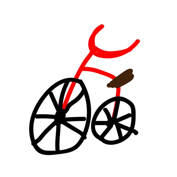 Bicicleta Estilo Deliberadamente Infantil Dibujo Infantil Dibujo Pintura Imitación Rotulador — Vector de stock