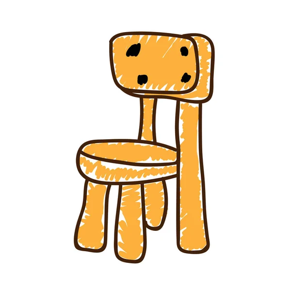 Παιδική Καρέκλα Πορτοκαλί Ξύλινη Σκόπιμα Παιδικό Στυλ Παιδική Ζωγραφική Απομίμηση — Διανυσματικό Αρχείο